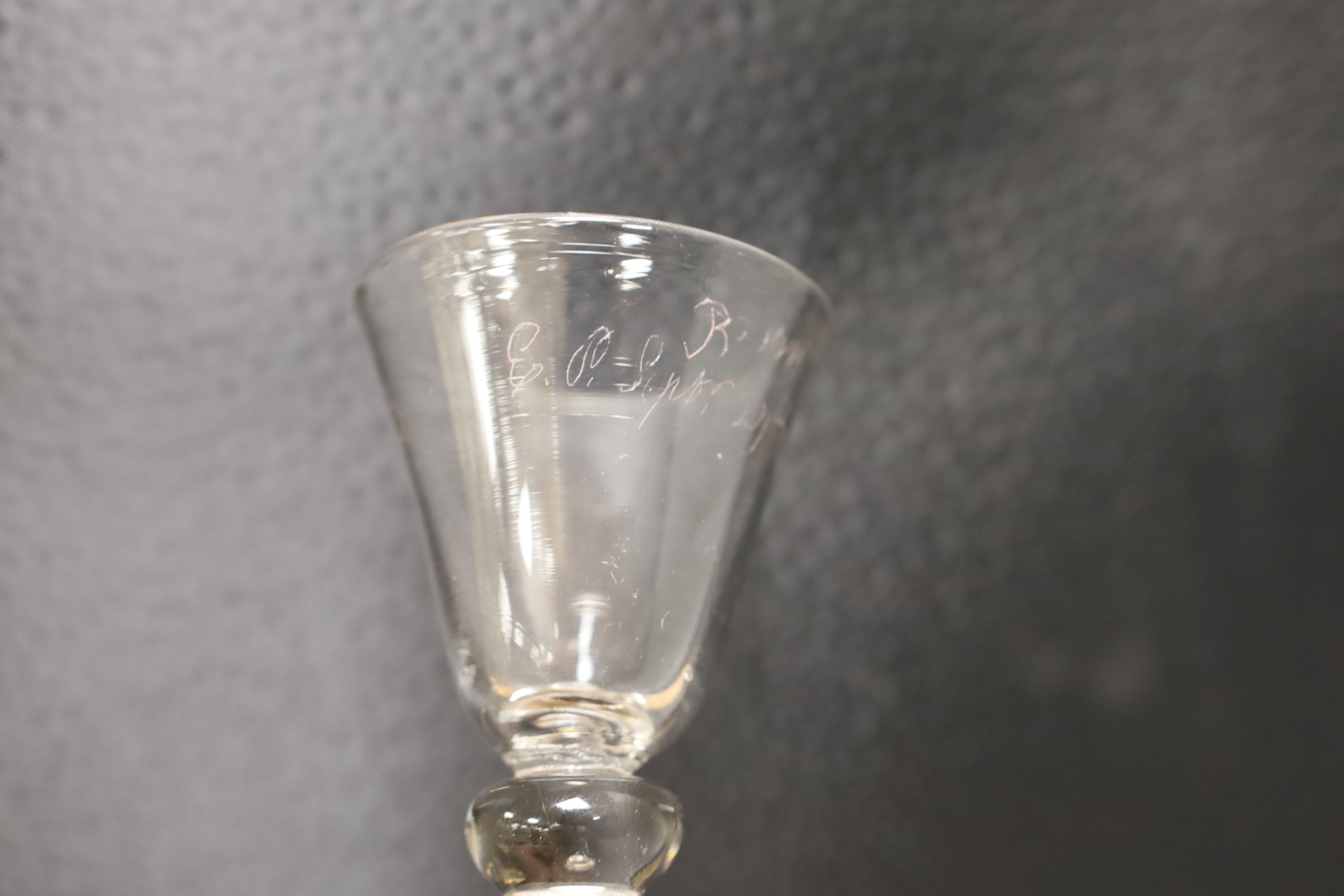 A Georgian Diamond point glass, folded foot - 15.5cm tall